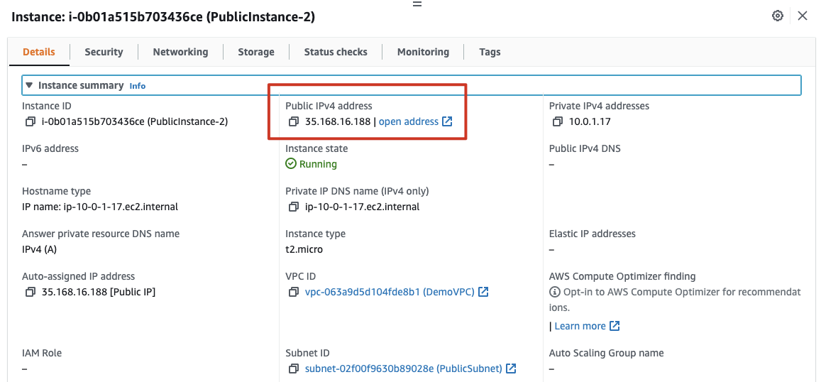 Console - Public EC2 Instance