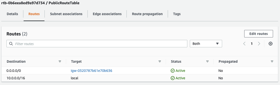 Console - Route Table